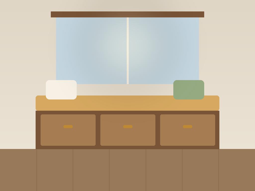 Window bench with built-in storage drawers in a compact condo