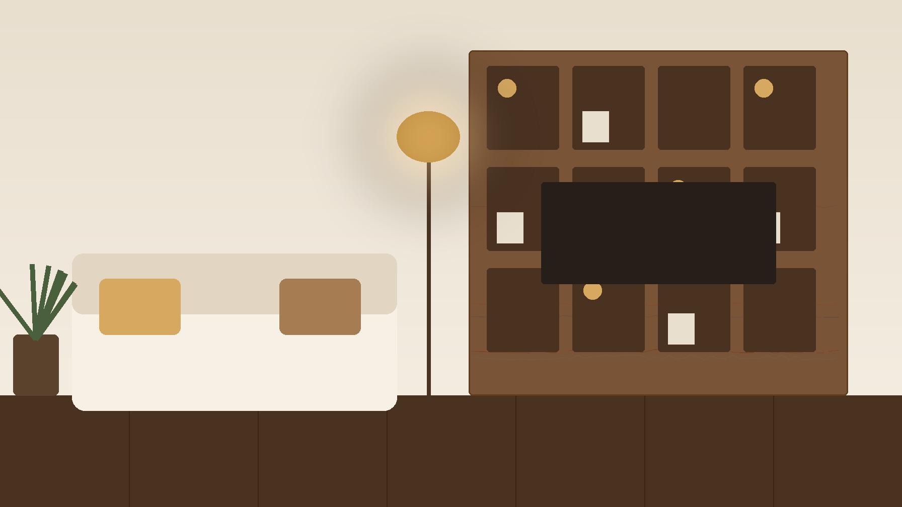 Custom walnut built-in shelving and media wall in a Kuala Lumpur living room