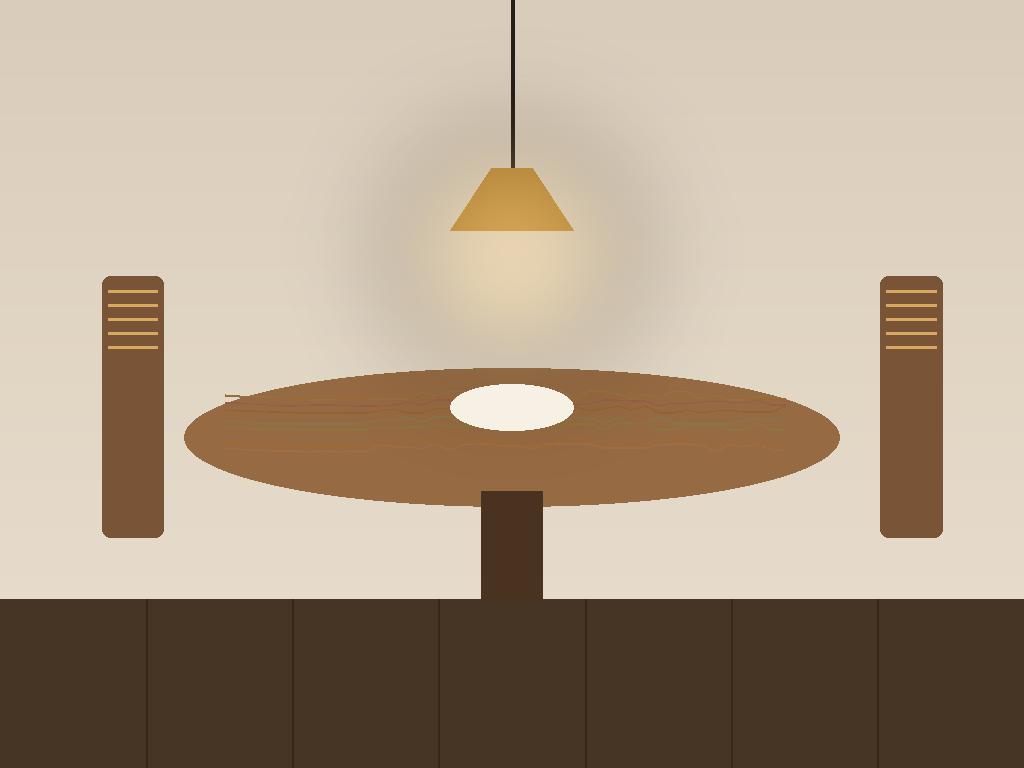 Solid wood dining table with rattan-back chairs, custom made